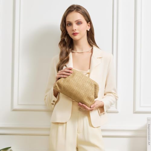 Image of BRYCTSISEN Women Straw Beach Clutch Purse Handbag Summer Elegant Vacation Style Shoulder Bag Crossbody Bag