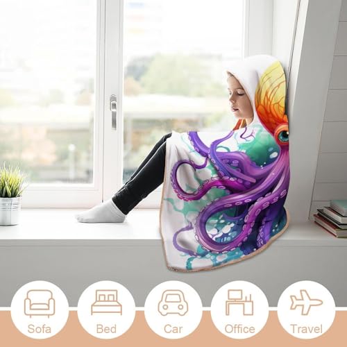 Couverture à capuche pieuvre pour cocooning et soirées canapé - 6