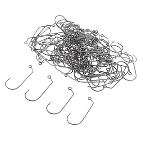 YIJU 100 Unidades de Anzol de Pesca Individual, Gabarito Grande, Anzol de aço de Alto Carbono - 3-0