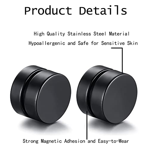 HENGYID 3 Pairs Magnetic Earrings for Men - Stainless Steel Allergy-Free and Hypoallergenic Non-Piercing Earrings - Non-Piercing Cross Studs earrings Unisex3