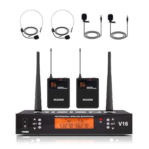 MIZISNR 2 Channel Wireless Lapel Microphone, Set of 2