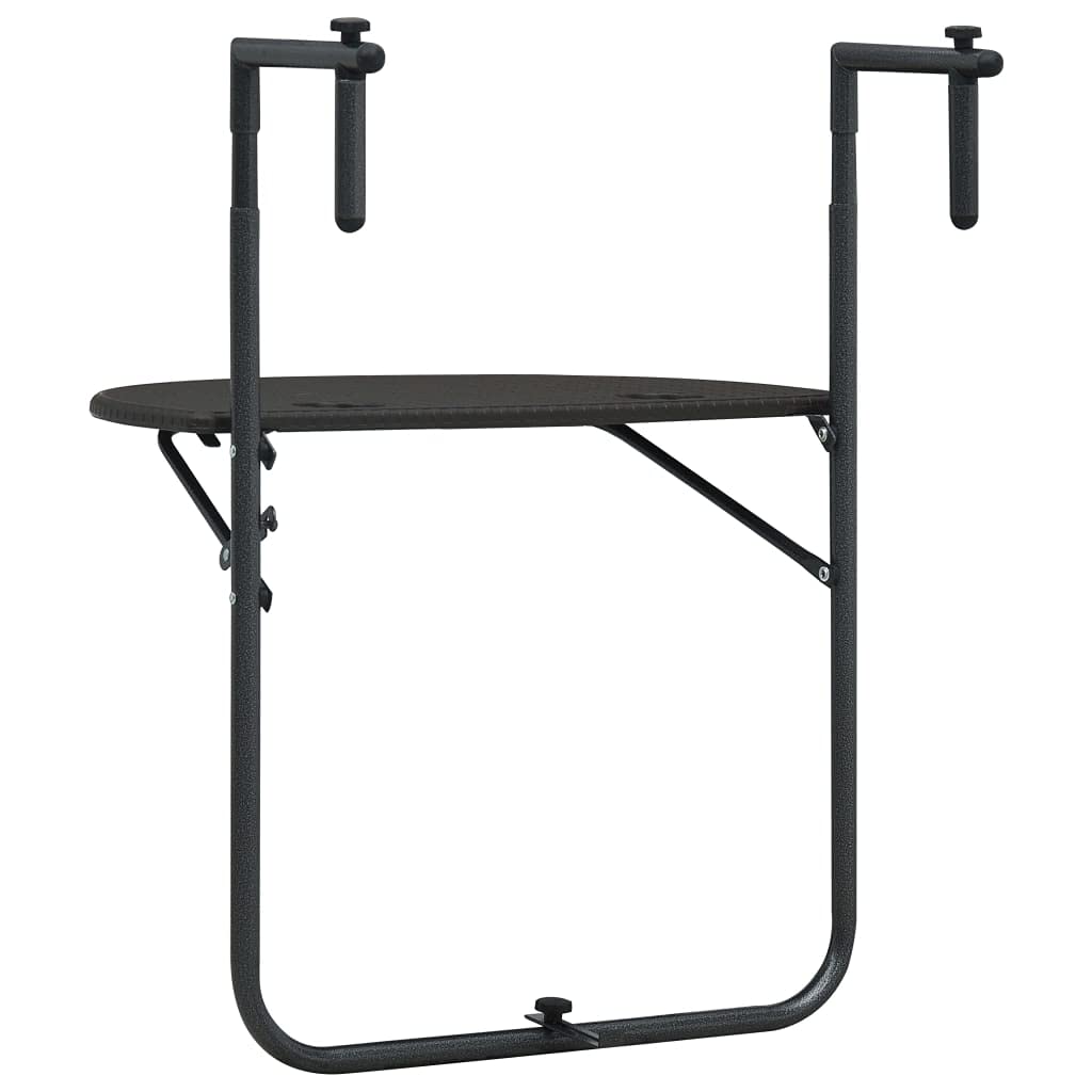 Homgoday Table suspendue de balcon pliable Table suspendue Table suspendue Table de terrasse Table pliante Table de balcon Table murale Marron 60 x 64 x 83,5 cm Plastique aspect rotin