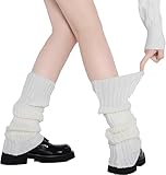 fashion mania Leg Warmers for Women Winter - Leg Warmers Y2k 80s Over The Knee Ribbed Leg Socks for Eighty's Party Sports Yoga (White, 50cm)