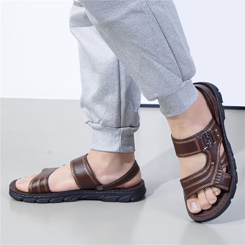 Men's Leather Sport Sandal Open Toe Beach Sandals Leather Casual Slides Elastic Summer Beach Slippers Sandals for Men3