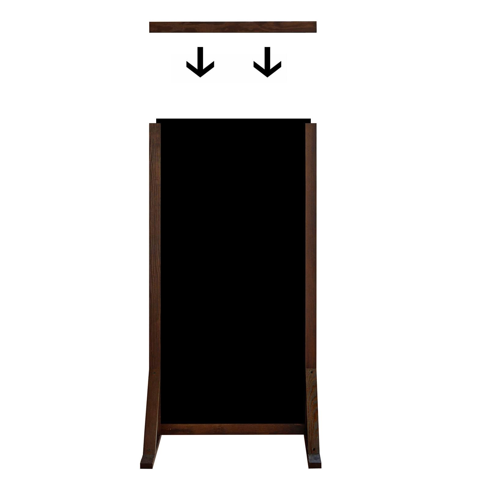 Dwustronny stojak reklamowy 118,5 x 59 cm, wodoodporna tablica z ABS w brązowej ramie drewnianej