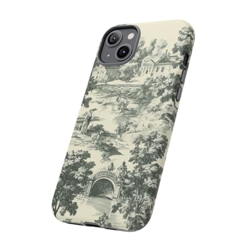 Coque iPhone 14 Plus rigide mate anti-rayures motif paysage vert campagne d'époque