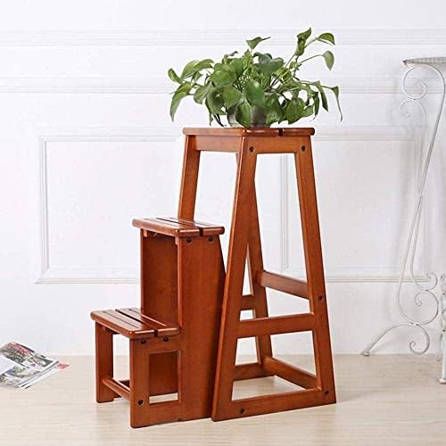 Portable 3-Step Folding Ladder Stool - Lightweight Multi-Functional Wooden Step Stool for Kitchen, Bathroom, Office & Flower Shelf - Space-Saving Design for Easy Storage