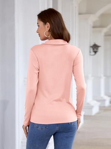 Minetom Womens Long Sleeve Tops V Neck Shirts Quarter Zip Pullover Collared Casual Tops Fall Clothes3
