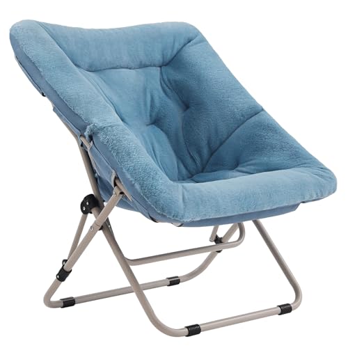 Tiita Comfy Saucer Chair, Soft Faux Fur Oversized Folding Accent