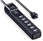 Amazon Basics 6-Outlet Surge Protector Power Strip with 2 USB Ports - 1000 Joule, Black