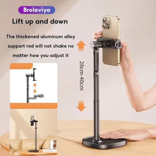 Image of BROLAVIYA Overhead Extendable Selfie Desktop Stand with Phone Holder, 360 Rotation, for 4-7 inch Mobile Phone, for Live Streaming, YouTube, Video, Photography