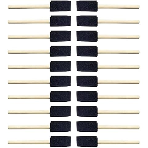 Foam Sponge Brushes 20pcs Wood Handle Painting Drawing Finishing Craft Tool for Stains Varnishes Crafts Cover