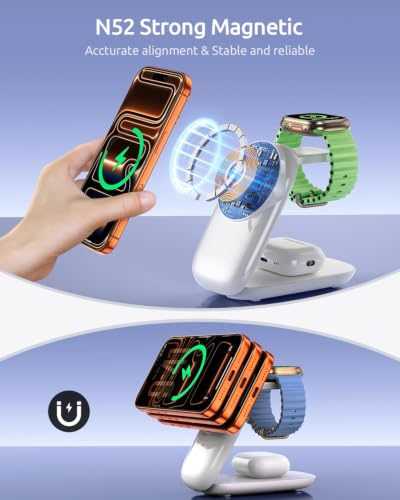 Vexirum 3 in 1 Charging Station, Foldable Magnetic Travel Wireless Charger - image 4