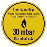 Betriebsdruckaufkleber 30 mbar Aufkleber Gas Druck Pflicht für G607 Gasabnahme Gasprüfung keine Flüssiggaseinspeisung über diesen Anschluss!