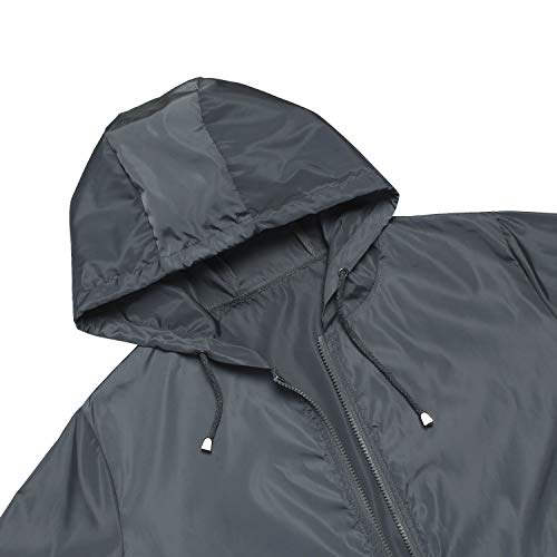 Pesion Women'S Waterproof Raincoat Lightweight Rain Jacket Hooded Windbreaker With Pocket For Outdoor Dark Gray M thumb #3