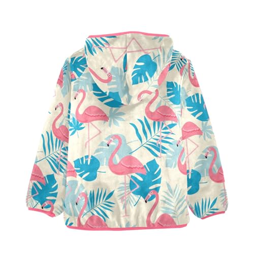 OTVEE Pink Flamingo Bird and Flowers Kids Hoodie Jacket Fall Spring Full Zip Warm Outwear Coat2