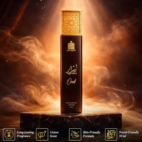 Image of Adilqadri Asrar Oud 50ml Perfume for Men & Women - Non-Alcoholic Saffron, Rose, Jasmine, Oud & Amber Fragrance - Long Lasting Warm Floral Woody Scent