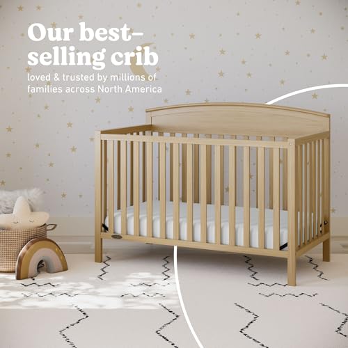 Image of Graco Benton 5-in-1 Convertible Crib, Driftwood | GREENGUARD Gold Certified, Converts from Baby Crib to Toddler Bed, Daybed and Full-Size Bed, Fits Standard Baby Crib Mattress