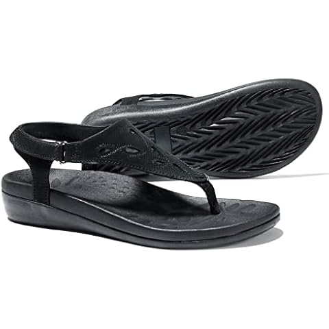 UTENAG Womens Arch Support Sandals Orthotic Adjustable Thong Flip Flops +Comfort Black 9.5 Cover