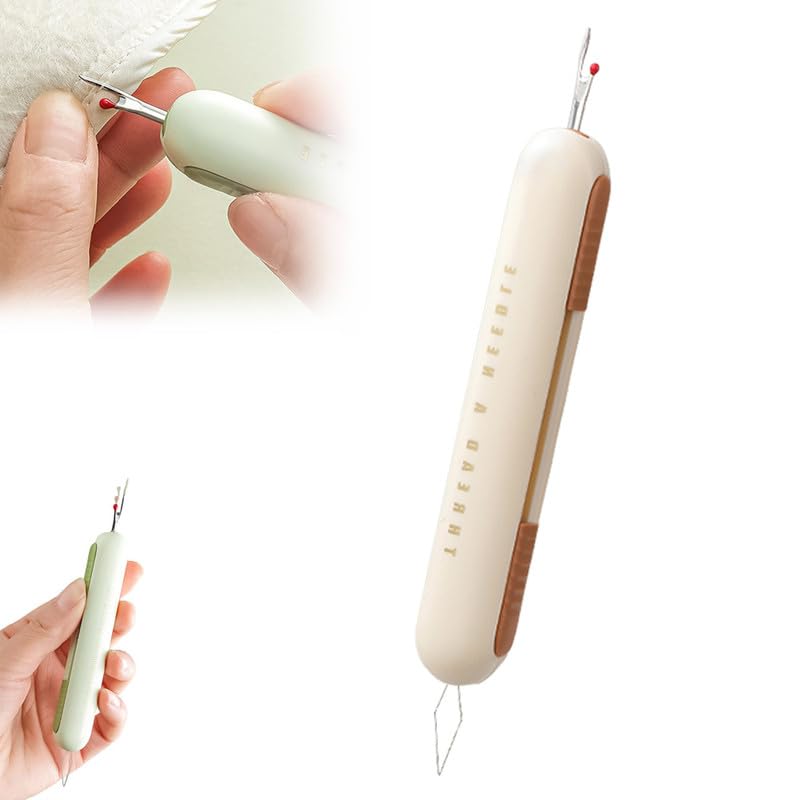 Image of 2 in 1 Needle Threader Seam Ripper, 2024 New Needle Threaders Seam Rippers for Sewing, Upgraded Threading and Seam Remover Seam Ripper Tool for Sewing Crafting Knitting Thread(Cream 1pcs)