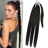 Braided Ponytail Extensions for Women, 32 inch Wrap Around Braids With Hair Tie Black Brown Hair Extensions Long Fake Ponytail Braids(2#-Brown Black)