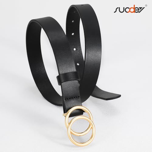 SUOSDEY 2 Pack Kids Leather Belts for Girls Solid Colors Skinny Belt for Teen Girls with Double O-Ring Buckles4