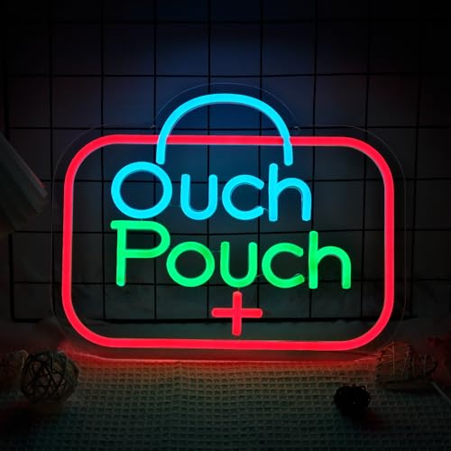 Image of Ouch Pouch Neon Light Sign for Wall Decoration Dimmable Burger LED Light Sign Open for Business Food Neon Room Decoration for Bar Party Favors USB Powered