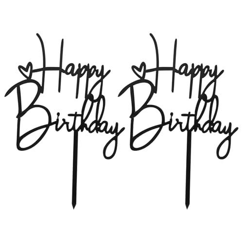 Black Happy Birthday Tortendeko,Tarten Deko Geburtstag,kuchen Cake Topper,Kuchenauflage Decorations für Mädchen Jungen Frauen Mann