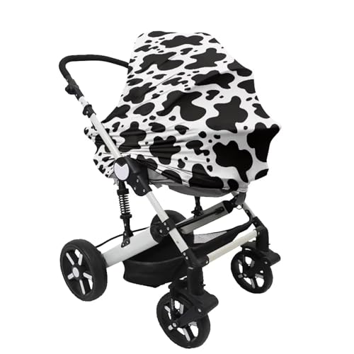 Image of Forchrinse Cow Print Car Seat Cover for Babies Soft Breathable Breastfeeding Nursing Cover Infant Carseat Canopy Stroller Cover Easy Install