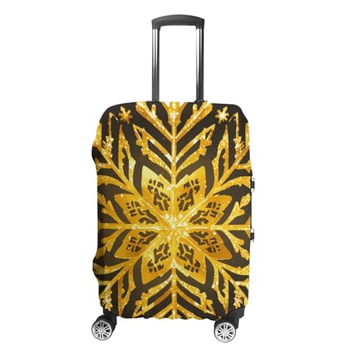 Travel Luggage Cover Elastic Suitcase Protector Anti-Scratch Washable Golden Christmas Snowflakes Luggage Sleeve Tsa Approved Carry on Covers Baggage Cover Fits 18-32 Inch Luggages