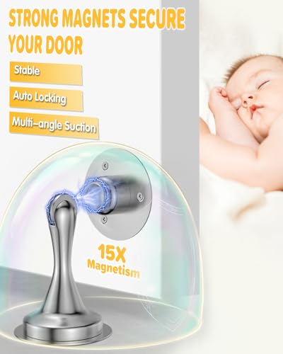 Door Stoppers Magnetic Door Catch - 2 Pack Stainless Steel Heavy Duty Door Holder Stops fo - image 2