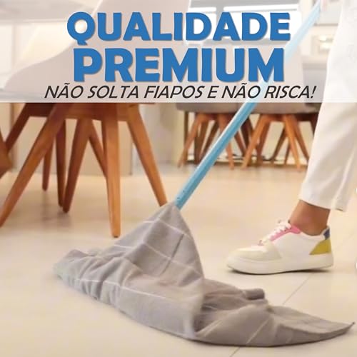 Kit Com 5 Panos De Chão Multiuso Premium De Microfibra, Alta Absorção, Secagem Rápida, Não Risca, Nã