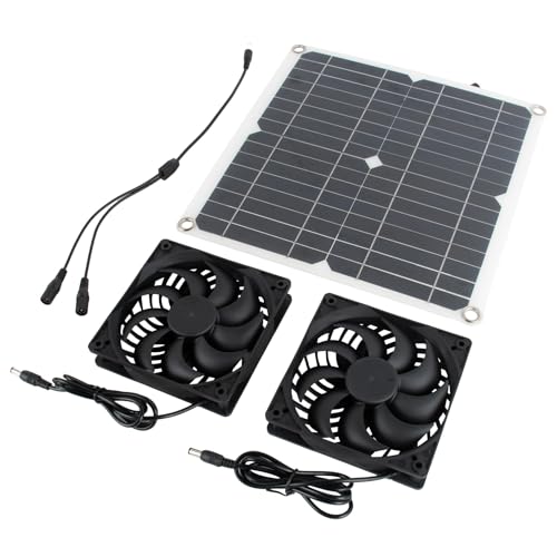 12W Solarpanel Betriebener Ventilator, Abluftventilator, Solarlüfter für Gewächshäuser, Hühnerstallheizung, Fensterauspuff, Schuppen.