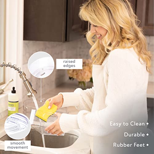 Image of Oizeir Lazy Susan Turntable - Clear Acrylic, Removable Sections, Cabinet or Counter. Great Carousel Storage for Food, Spices, Cosmetics. (4-Sections)