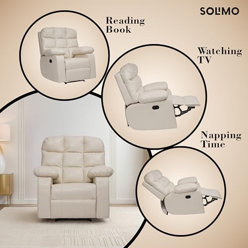 Image of Amazon Brand - Solimo Lumina 1 Seater Recliner | Single Sofa Chair for Living Room Comfort | Ergonomic Design (Leatherette - Beige)
