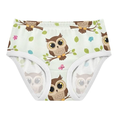Cute Cartoon Owls Branch Leaves Girl Panties Cute Girls Underwear Toddlers Cotton Animal Underpants Briefs 2t