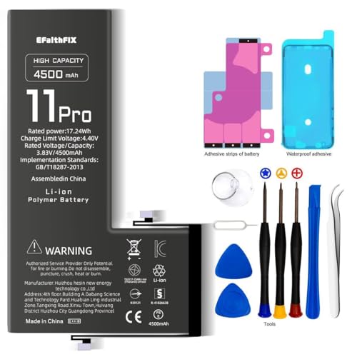 EFaith für iPhone 11 Pro Akku [4500mAh] Hohe Kapazität 0 Zyklen Ersatzakku mit professionellen Reparaturwerkzeug-Sets