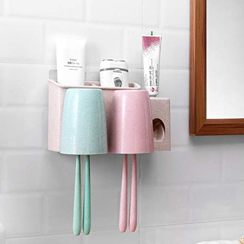GCBTECH - Portacepillos de Dientes Multifuncional con dispensador de Pasta de Dientes y Vaso para cepillos de Dientes, fijación sin Agujeros, Almacenamiento versátil, Juego de 2/3 / 4 Unidades