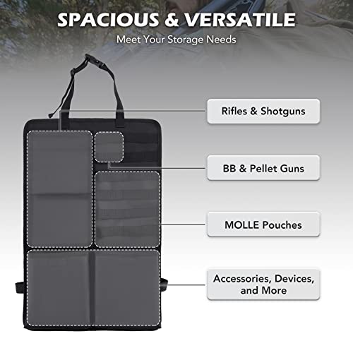 Hiram Car Gun Rack For Hunting Gear Rifles Pistols, 2 Pcs Gun Seat Organizer Car Accessory With Storage Pockets, Universal Back Seat Gun Bag For Truck Suv, Foldable Gun Sling Bag, Black #TOP1