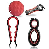 Easy Jar Opener, Bottle Opener Kits, Rubber Grip Jar Opener Kitchen Tools Sets, 4&5&6 in 1 Lid Opener Jar Opener for Kitchen, Muzpz 4 Pack Multifunctional Can Opener for Weak and Arthritic Hands