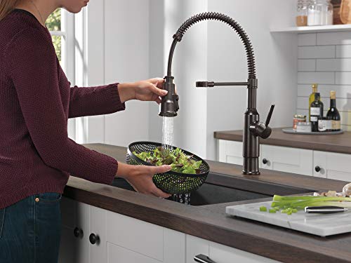 Delta Faucet Theodora Single-Handle Commercial Style Kitchen Sink Faucet With Pull Down Sprayer And Magnetic Docking Spray Head, Venetian Bronze 18804Z-Rb-Dst #TOP1