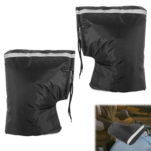 BELIHOME Motorrad Lenker Handshuhe, Winter Lenkerstulpen Universal Lenkerhandschuhe Wasserdicht mit Reflektierenden Streifen, Winterhandschuhe Lenkerhandschuhe für Motorrad Roller