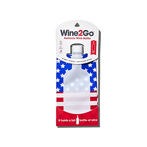 Wine2Go Foldable Reusable Wine Pouch Stars & Stripes