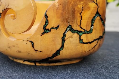 Image of Yarn Bowl for Knitting, Lichtenberg Wooden Yarn Storage Bowl, Handmade Yarn Bowl Holder, Knitting Wool Stroage Bowl (Large)