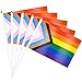 Produktbild 20 Stück Kleine Progress Pride Flag Stick 21 x 14 cm  Handheld Progress Pride Flaggen, Mini LGBTQ Rainbow Gay Flagge für LGBT-Paraden im Freien, Regenbogenfahne Regenbogen Party Dekorationen