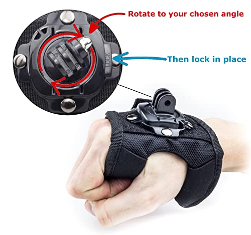 Digicharge® Actie Camera Handbevestiging Polsband voor GoPro Hero8 Hero 8 7 Akaso Crosstour Campark Fitfort Garmin VIRB Apeman Sony Camkong Victure Kitvision Apexcam Go Pro Cam Handje Houder