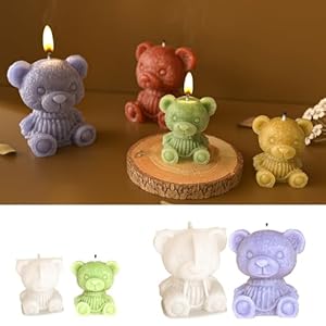 Paquete de 2 moldes cilíndricos de animales, velas de oso y molde de resina, moldes de silicona de fundición de resina para decoración del hogar y fabricación de velas, molde en espiral de onda