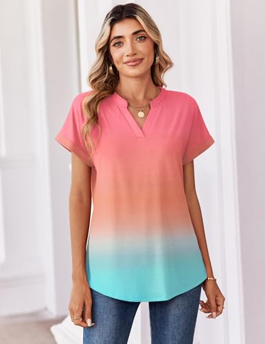 Image of Zeagoo Womens Tops Short Sleeve Summer V Neck Shirts Work Blouses Business Outfits Fashion Clothing