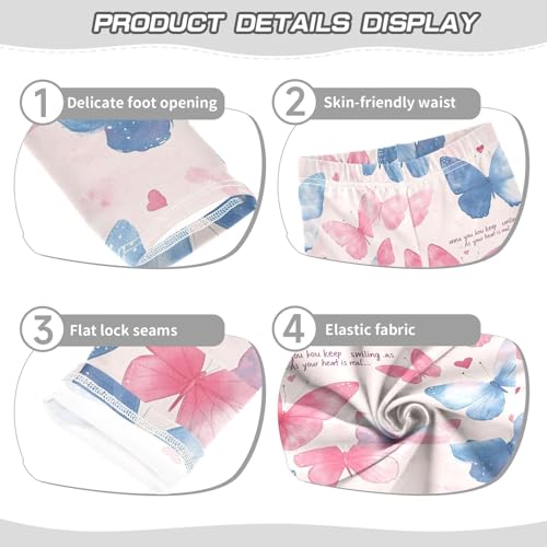 Boccsty Wallpaper Pink Blue Butterflies Girls Leggings Kids Yoga Pants Dance Active Tights 4T3