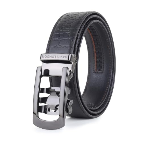 Image of HAYES LONDON Leather Ratchet Belt for Men | Adjustable No-Holes | Customizable Fit, Stylish & Effortless Buckle | Formal & Casual Wear Belts